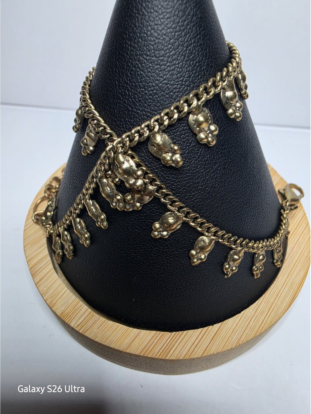 Vintage Antique Gold Tone Charm Anklet Belly Dance Chain Bracelet
